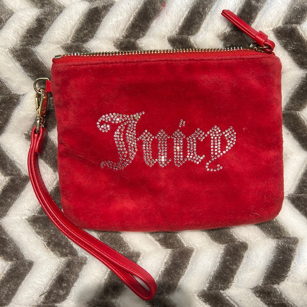 Red velvet bedazzled juicy couture wristlet